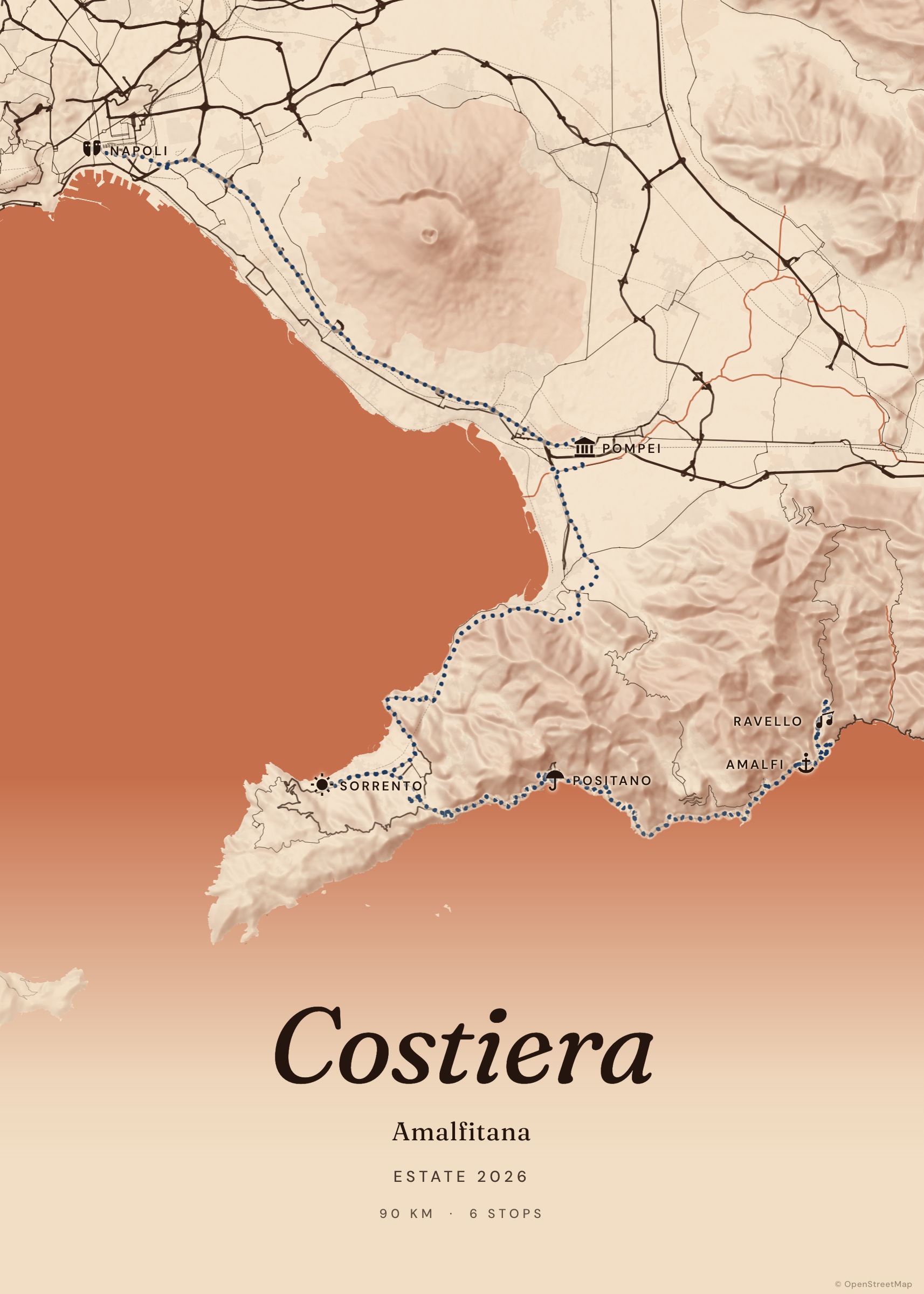 Amalfi Coast map poster